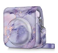 FINTIE Funda Protectora para cámara instantánea Fujifilm Instax Mini 12 - Funda de Piel Vegana con Correa Ajustable extraíble, Color mármol Lila