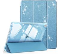 FINTIE Funda delgada para iPad de 9ª/8ª/7ª generación (2021/2020/2019) de 10.2 pulgadas - [Soporte para lápices integrado] Funda brillante a prueba de golpes con carcasa trasera transparente brillante
