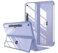 Fintie Funda rígida para Microsoft Surface Pro de 12 pulgadas 1ª edición (2025) - Funda resistente a prueba de golpes con carcasa trasera transparente compatible con teclado Type Cover (morado)