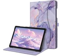 Fintie Funda Samsung Galaxy Tab A9 Plus de 11 Pulgadas 2023, Modelo SM-X210/X216/X218, Funda Multiángulo Tipo Folio con Compartimento para Documentos y Función de Encendido Auto -Mármol Dorado Violeta