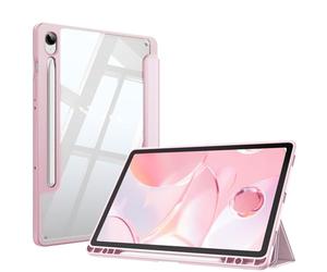 Fintie Funda Samsung Galaxy Tab S10 Lite 10.9" 2025/S10 FE y S9 FE/S9 11" 2023 Soporte S Pen, Funda Híbrida Delgada a Prueba de Golpes con Carcasa Trasera Transparente - Rosa