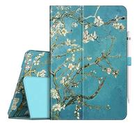 Fintie Funda tipo libro para iPad 9ª generación (2021) de 10.2 pulgadas, protección de esquinas, cubierta trasera de cuero vegano con soporte para lápiz, también compatible con iPad de 8ª generación 2020/7ª generación 2019, Blossom