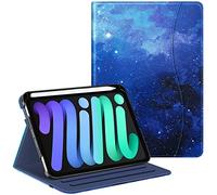 FINTIE Funda Tipo Libro para iPad Mini 6 2021, Soporte Inteligente multiángulo con Soporte para lápices y Bolsillo, Apagado y Encendido automático para iPad Mini de 6ª generación de 8.3 Pulgadas