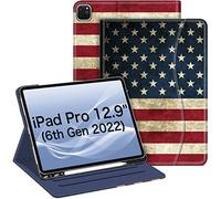 Fintie - Funda Tipo Libro para iPad Pro de 12,9", 6ª generación, 2022, Soporte Inteligente multiángulo, con Soporte para lápiz y Bolsillo, Compatible con iPad Pro de 12,9", 2021, 5e y 2020, 4ª y 2018