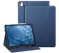 Fintie Funda Tipo Libro para iPad Pro de 13 Pulgadas (M4) 2024, Funda Protectora de visualización multiángulo con Soporte para lápices y Bolsillo, Apagado y Encendido automático, Azul Marino