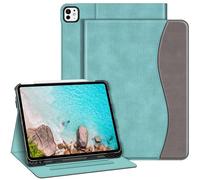 Fintie - Funda Tipo Libro para iPad Pro de 13 Pulgadas (M4) 2024, Protectora, con Atril, visión multiángulo, con portalápices y Bolsillo, Apagado y Encendido automáticos, Turquesa