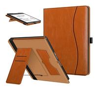 Fintie Funda Vertical para Tablet Kindle Scribe de 10.2 Pulgadas 2024/2022 | Carcasa de Cuero Sintético con Ranura para Tarjetas y Soporte para Bolígraf con Auto-Reposo/Activación, Marrón