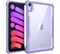 Fintie Hybrid Back Case for iPad Mini 7 (A17 Pro, 7th Generation) 2024 / iPad Mini 6 (6th Gen) 8.3 Inch - Clear Hard Back Cover with Shockproof Soft TPU Bumper (Purple)