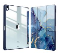 Fintie Hybrid Slim Case for iPad Air 13-inch (M2) 2024 [Built-in Pencil Holder] Shockproof Cover with Clear Transparent Back Shell Ocean M