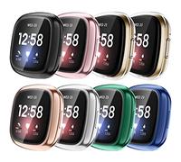 Fintie Paquete de 8 Fundas Protectoras de Pantalla compatibles con Fitbit Sense/Versa 3, Cubierta Protectora Completa chapada en TPU Suave [a Prueba de arañazos] (Color A)