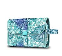 FINTIE Portable Toiletry Cosmetic Travel Bag, Large Water Resistant Hanging Makeup Organizer Storage Pouch Case for Women Girls (Emerald Illusions)