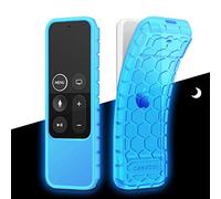 Fintie Protective Case for Apple TV 4K/ HD Siri Remote (1st Gen) - Honey Comb Lightweight Anti Slip Shockproof Silicone Cover for Apple TV 4K 5th 4th Gen Siri Remote Controller, Sky Blue-Glow