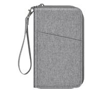 Fintie Reisepass Tasche Familie Reiseorganizer, Wasserdicht Reisepasshülle Ausweistasche Dokumentee mit RFID Blockier für Damen und Herren, Grau
