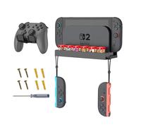 Fintie Soporte de pared para Nintendo Switch 2, kit de montaje en pared de metal con 1 soporte para controlador, 12 soportes para tarjetas de juego, 2 ganchos Joy-Con, organizador de consola que