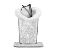 FINTIE Soporte para anteojos con forro de felpa, funda para gafas, organizador de almacenamiento antiarañazos para escritorio, mesita de noche, oficina, plata brillante