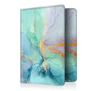 Fintie Soporte para pasaporte, cartera de viaje delgada con bloqueo RFID, funda protectora para pasaporte esencial con ranuras para tarjetas de crédito para mujeres/hombres, mármol esmeralda, Classic