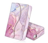 FINTIE Tarjetero para tarjetas de visita, piel sintética premium hecha a mano, funda para tarjetas de crédito con cierre magnético para hombre y mujer, Mármol glorioso, 10*6*2 cm, Moderno