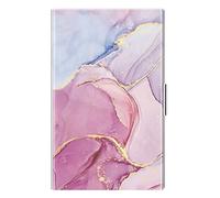 FINTIE Tarjetero para Tarjetas de Visita Recubierto de Acero Inoxidable Organizador para Tarjetas de Nombre para Hombres y Mujeres, Mármol Rosa Dorado