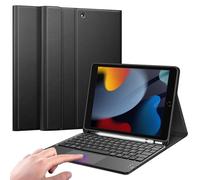FINTIE Teclado AZERTY francés para iPad de 9.ª, 8.ª y 7.ª generación de 10,2 Pulgadas (2021/2020/2019) - [Panel táctil] Teclado AZERTY inalámbrico Recargable, Cubierta multiposición, Negro