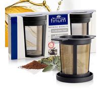 finum SET de 2 Brewing Baskets - filtros para té y café, filtro permanente para tazas y vasos, sin BPA, sabor neutro, negro