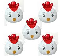 Finypa 6 globos de pollo, decoración de animales de granja, globos de aluminio de Mylar, suministros para fiestas de cumpleaños