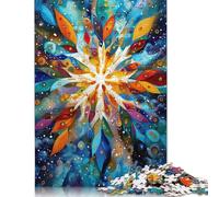 Fiocco di Neve Celeste - Puzzle astratto con geometria invernale in Oro e BLU per adulti e gioco Educativo da 1000 pezzi, 38x26 cm/1000 pezzi