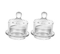 Fiocias 2 Mantequeras de Vidrio con Tapa Y Bandeja para Frutas Pequeñas, Ideales para La Mesa de Comedor.