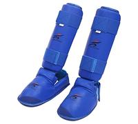 Fiocias 2 Piezas Espinilleras Protectoras para Pierna Equipo de Artes Marciales Mangas Deportivas con Esponja Amortiguadora Y Banda Elástica Resistente Adecua, Enlace Azul L
