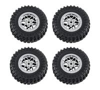 Fiocias 4 Piezas Ruedas para Coche Juguete Llantas RC Carro Accesorio Portátil Sustitución Estructura Ligera Reforzada en PP Adecuado para Automovilismo Radio, Plata