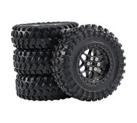 Fiocias 4 Piezas Ruedas para Coche Juguete Llantas RC Carro Accesorio Portátil Sustitución Estructura Ligera Reforzada en PP Adecuado para Automovilismo Radio, Negro