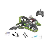 Fiocias Avión RC Espuma Avión con Mando a Distancia para Niños Jet Acrobático con Efectos Luminosos Juguete Educativo Volador Adecuado para Principiantes, Verde 1 Batería 500