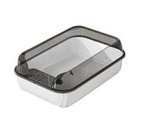 Fiocias Bandeja Sanitaria para Gato Caja Arena Felina Recipiente Arena Escudo Extraíble Borde Alto Fácil Acceso Adecuada para Gatos Gatos Pequeños Apartamento, Blanco