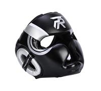Fiocias Boxeo Protector Facial Casco Artes Marciales Diseño Ajustable Material PU Acolchado Transpirable Adecuado para Hombres Mujeres Niños Adultos, Plata S