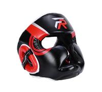 Fiocias Boxeo Protector Facial Casco Artes Marciales Diseño Ajustable Material PU Acolchado Transpirable Adecuado para Hombres Mujeres Niños Adultos, Rojo l