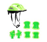 Fiocias Casco para Niños con Juego de Rodilleras Coderas Muñequeras en Espuma Cómoda Liviana Transpirable Funcional Uso en Ciclismo Monopatines Patinaje Exter, Verde