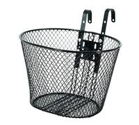Fiocias Cesta para Bicicleta, Cesta Delantera para Manillar, Malla Metálica, Gancho Ajustable, Plegable, Cesta de Almacenamiento Grande, Transportín para Masc, Negro
