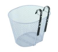 Fiocias Cesta para Bicicleta, Cesta Delantera para Manillar, Malla Metálica, Gancho Ajustable, Plegable, Cesta de Almacenamiento Grande, Transportín para Masc, Blanco