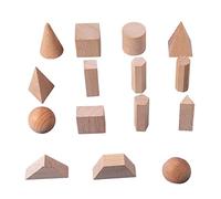 Fiocias Conjunto de 15 Piezas de Bloques de Construcción Geométricos de Madera, Juguete Educativo para Matemáticas, 3D
