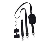 Fiocias Correa Multifuncional para Teléfono con Bolsillo Extraíble, Correa Universal Portátil para El Hombro, Monedero Práctico, Correa de Muñeca Desmontable, Negro