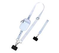 Fiocias Correa Multifuncional para Teléfono con Bolsillo Extraíble, Correa Universal Portátil para El Hombro, Monedero Práctico, Correa de Muñeca Desmontable, Azul Claro