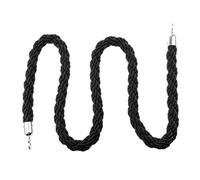 Fiocias Cuerda de Barrera de Delimitador de Separador de Flujo con Cromados para Un Enganche Seguro Adecuado para Vestíbulo, Negro, 3m