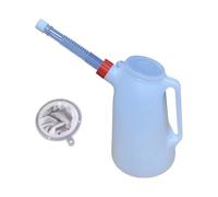 Fiocias Jarra Medidora de Aceite con Largo Y Escala Visible Más Tapa Antideslizante Fabricada en HDPE Resistente Apta para Garaje Automotriz Motocicleta, 2l