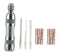 Fiocias Kit de Neumáticos Tubeless de Aluminio para Bicicleta con Cinta de Reparación Vulcanizada, Herramienta de Inserción, Aguja de Descompresión Y Estuche, Plata