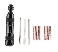 Fiocias Kit de Neumáticos Tubeless de Aluminio para Bicicleta con Cinta de Reparación Vulcanizada, Herramienta de Inserción, Aguja de Descompresión Y Estuche, Negro