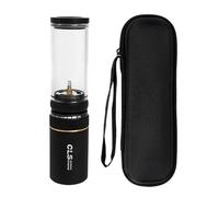 Fiocias Linterna de Gas Portátil para Camping, de Aluminio, con Carcasa de Vidrio, Luz de Vela O Fuego, con Soporte para Trípode Estándar, Ideal para Camping, Negro
