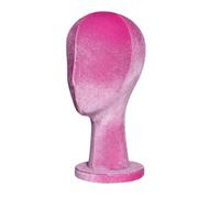 Fiocias Maniquí Cabeza Expositor para Peluca Soporte para Auriculares Exhibidor de Joyería Estructura Firme Terciopelo Adecuado para Peluquería V, Rosa roja