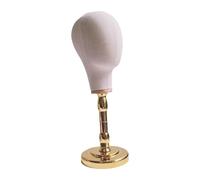 Fiocias Mannequín Cabeza con Base para Pelucas Soporte Expositor para Gorro Y Diadema de Ropa Ligera Resistente Adecuada para Tienda Salón Hogar, Beige con base dorada