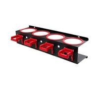 Fiocias Organizador Soporte para Botellas Pulverizadoras Estante Portabotellas Colgante de Acero con Ganchos y Espacios Numerosos Adecuado para Taller de, Rojo 4 Hoyos