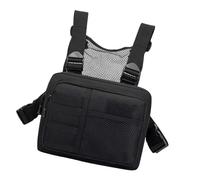 Fiocias Riñonera unisex para el pecho, chaleco utilitario, paquete frontal para aventuras al aire libre, Black, 26cmx17cmx5cm