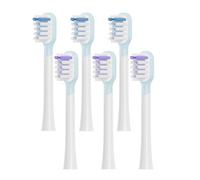 Fiohiros Juego de 6 cabezales de repuesto para cepillo de dientes eléctrico Laifen (6 azules, tipo limpio) (3 azules, 3 morados, cerdas suaves)